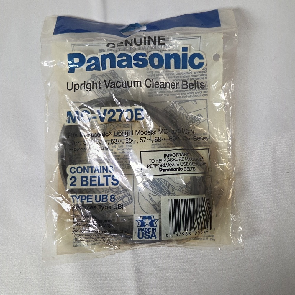 Panasonic MC-V270B Upright Vacuum Cleaner Belts Type UB8 2 Pack